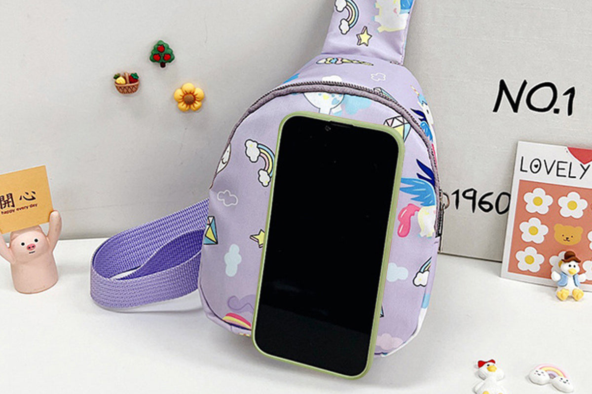 Kids Nylon Cartoon Sling Bag for Travel-Purple