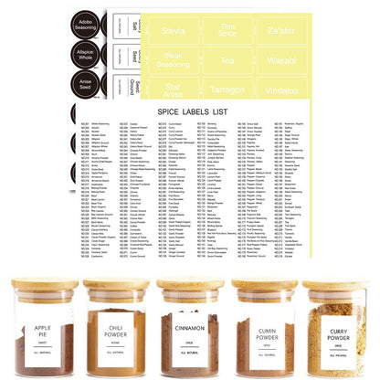 744pcs Spice Jar Label Set DIY Seasoning Storage Jar Labels Stickers Water Resistant Kitchen Labels Decals