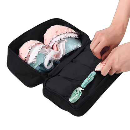 Portable Travel Underwear Bra Storage Bag Water Resistant Toiletry Bag Lingerie Socks Accessories Organizers -Black