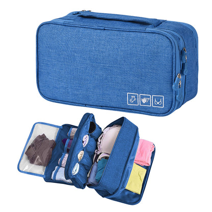Portable Travel Underwear Bra Storage Bag Water Resistant Toiletry Bag Lingerie Socks Accessories Organizers -Blue