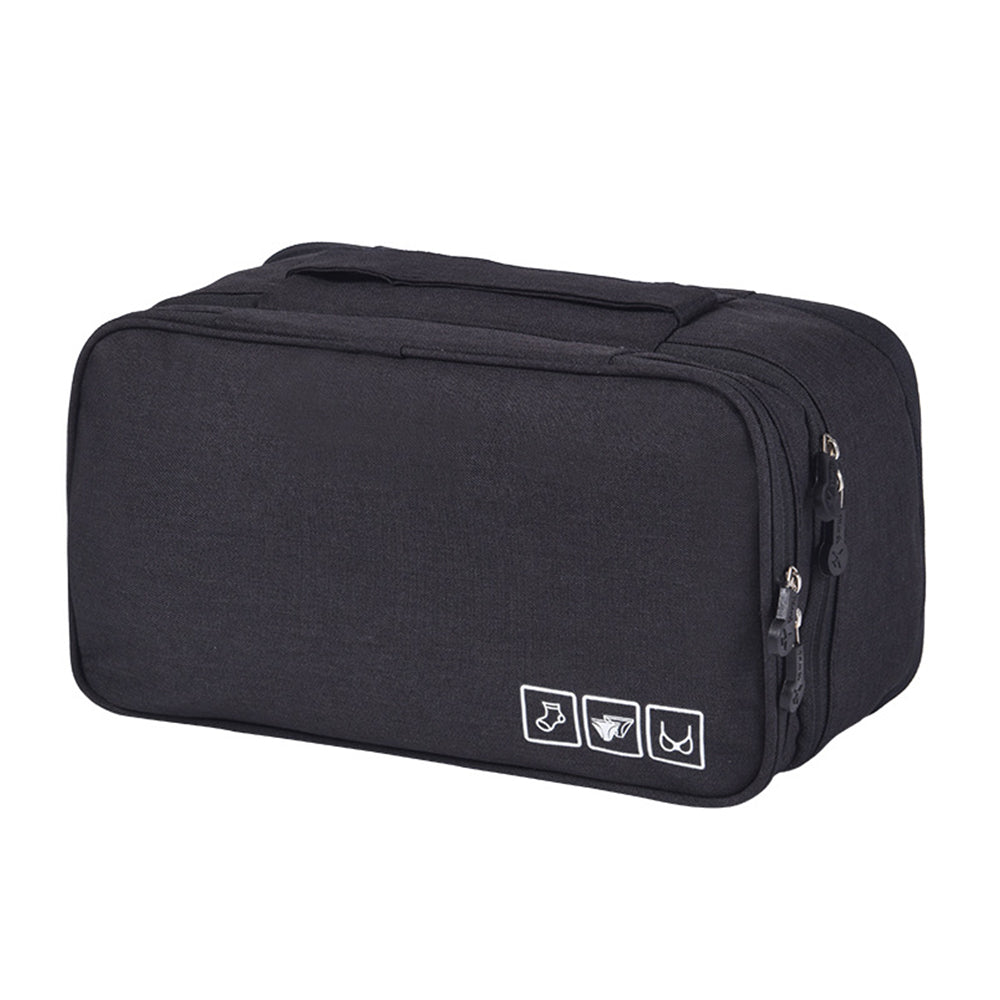 Portable Travel Underwear Bra Storage Bag Water Resistant Toiletry Bag Lingerie Socks Accessories Organizers -Black