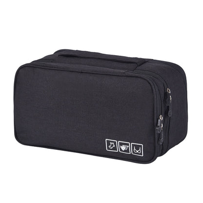 Portable Travel Underwear Bra Storage Bag Water Resistant Toiletry Bag Lingerie Socks Accessories Organizers -Black