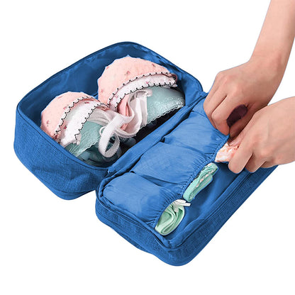 Portable Travel Underwear Bra Storage Bag Water Resistant Toiletry Bag Lingerie Socks Accessories Organizers -Blue