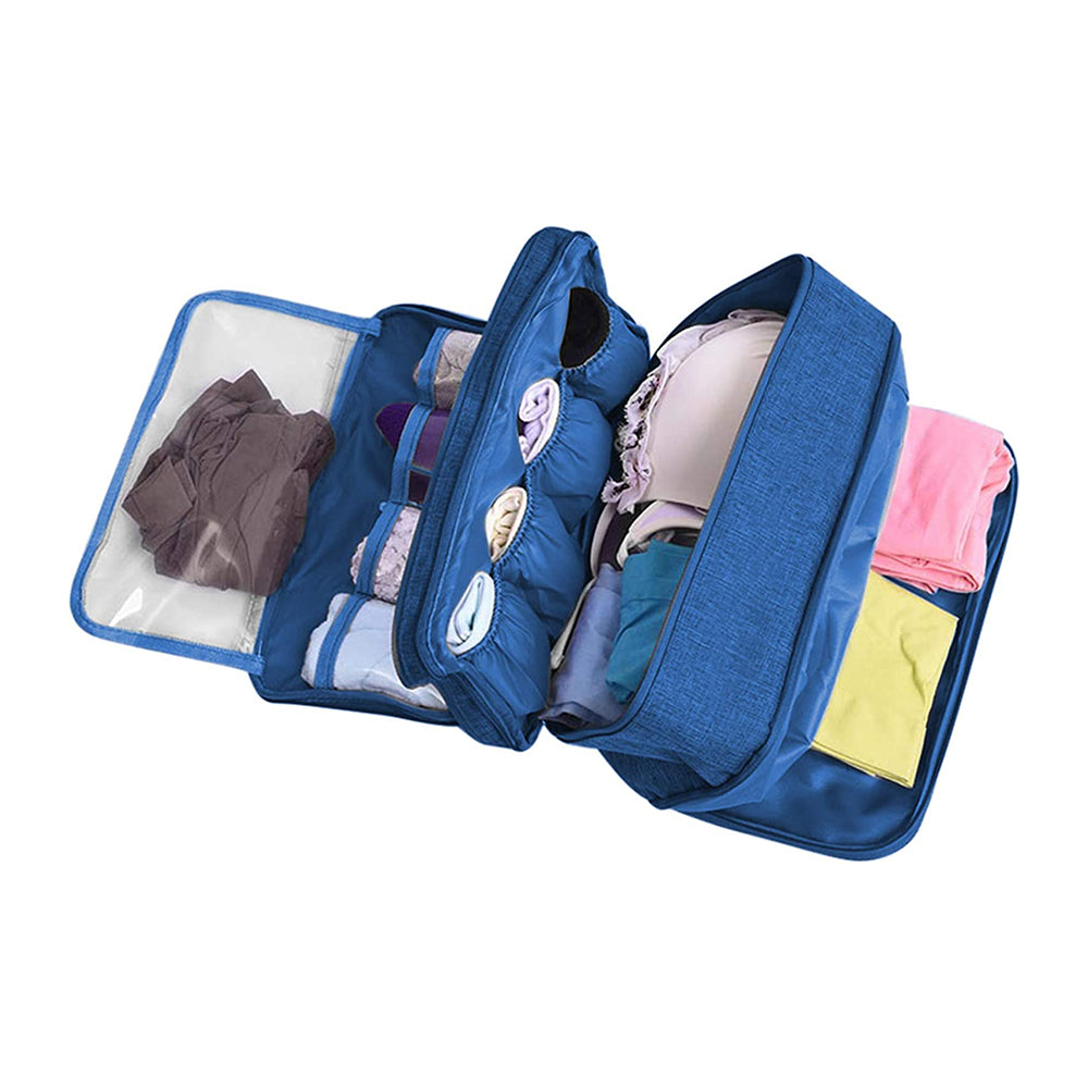 Portable Travel Underwear Bra Storage Bag Water Resistant Toiletry Bag Lingerie Socks Accessories Organizers -Blue