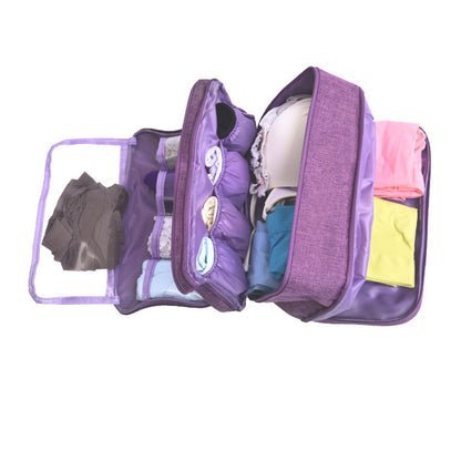 Portable Travel Underwear Bra Storage Bag Water Resistant Toiletry Bag Lingerie Socks Accessories Organizers -Purple