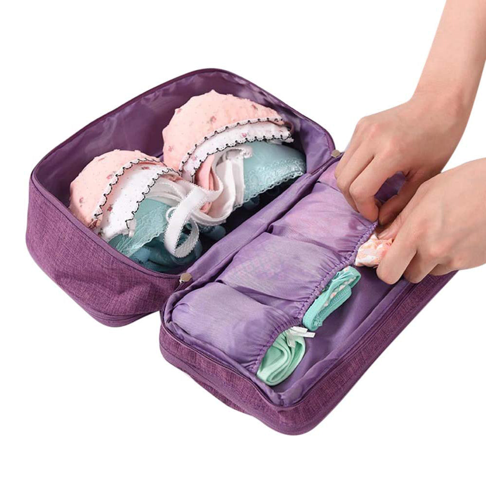 Portable Travel Underwear Bra Storage Bag Water Resistant Toiletry Bag Lingerie Socks Accessories Organizers -Purple