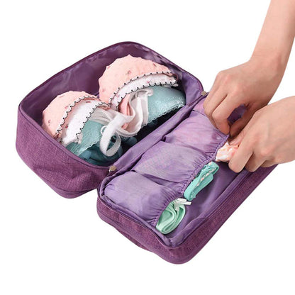 Portable Travel Underwear Bra Storage Bag Water Resistant Toiletry Bag Lingerie Socks Accessories Organizers -Purple
