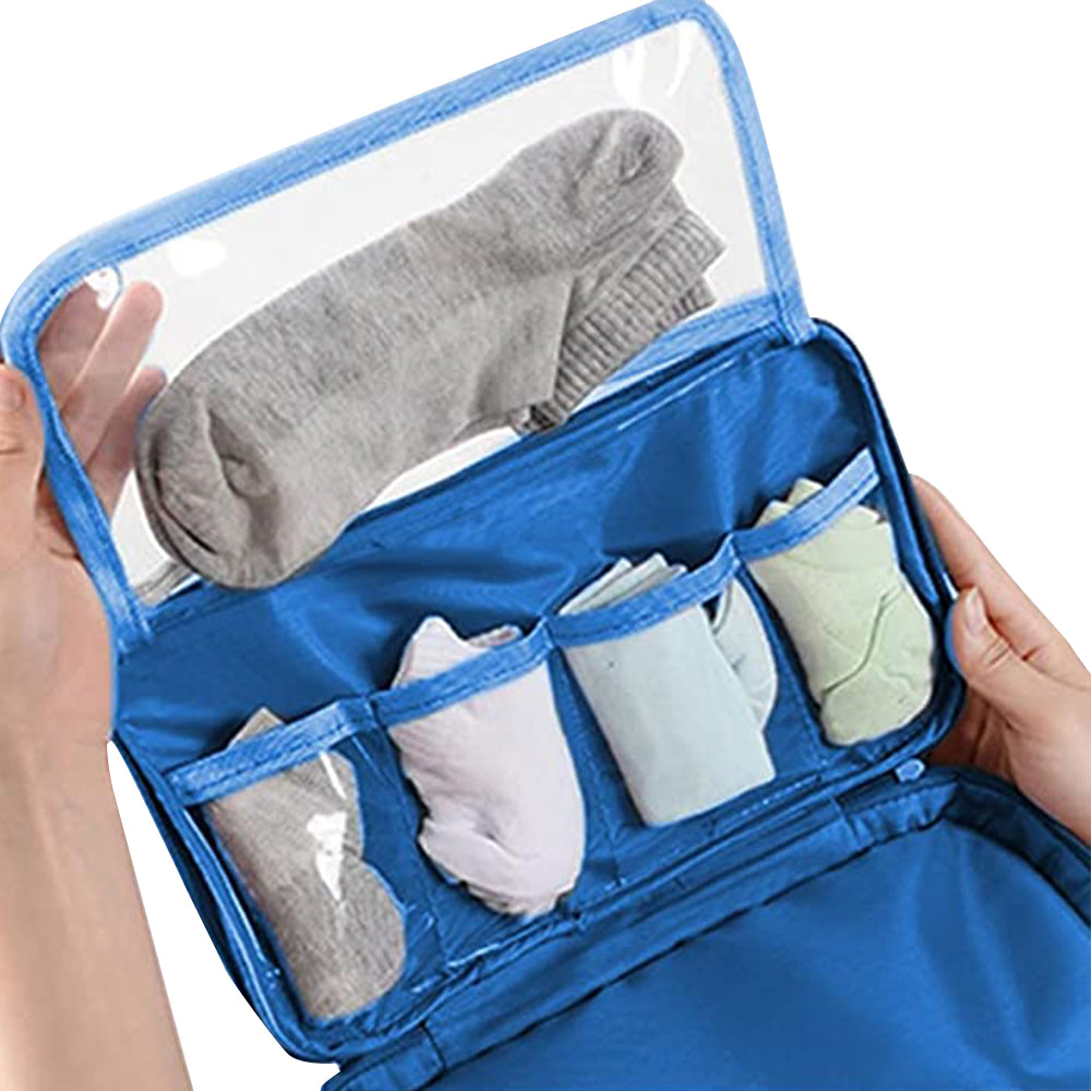Portable Travel Underwear Bra Storage Bag Water Resistant Toiletry Bag Lingerie Socks Accessories Organizers -Blue