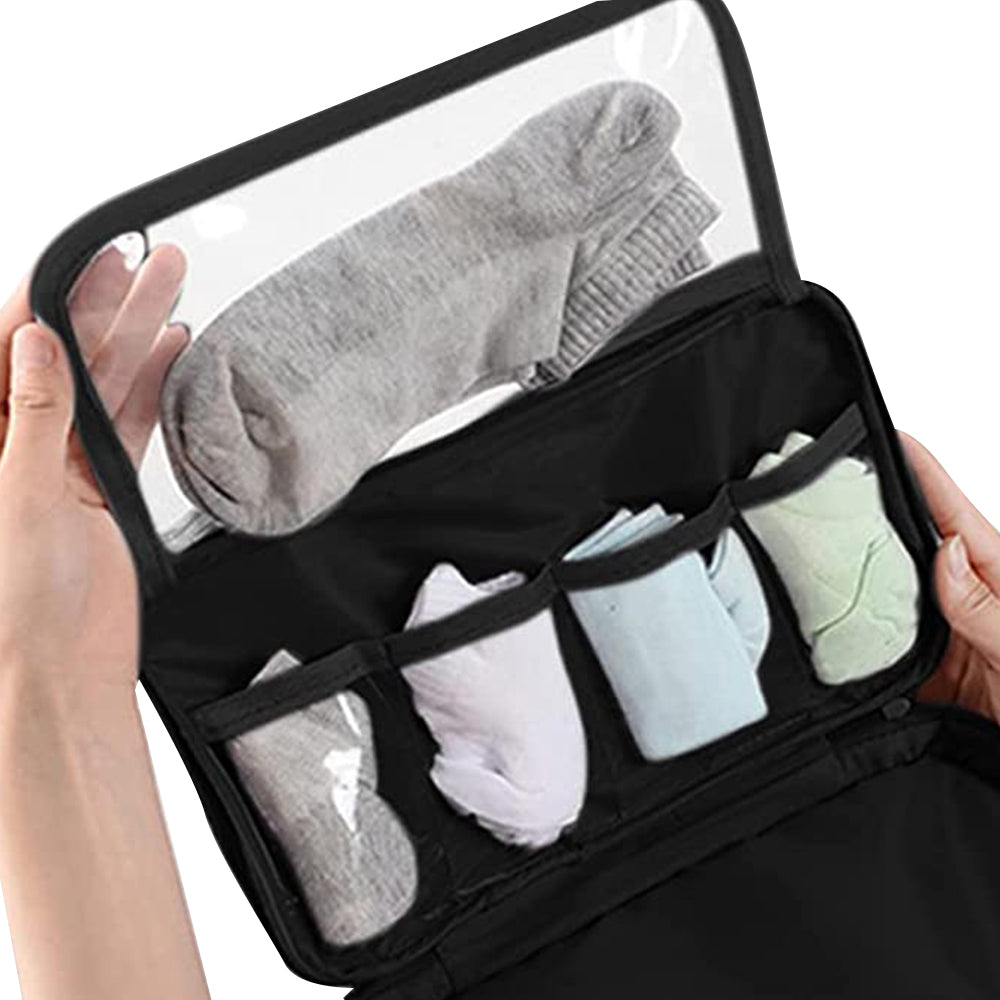 Portable Travel Underwear Bra Storage Bag Water Resistant Toiletry Bag Lingerie Socks Accessories Organizers -Black