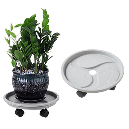 Flower Pot Caddy Plant Stand with Water Container and 4 Wheels Home Garden Rolling Planter Trolley