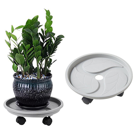 Flower Pot Caddy Plant Stand with Water Container and 4 Wheels Home Garden Rolling Planter Trolley