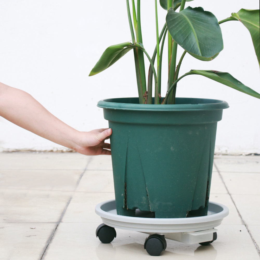 Flower Pot Caddy Plant Stand with Water Container and 4 Wheels Home Garden Rolling Planter Trolley