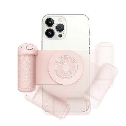 Magnetic Phone Selfie Holder Handheld Bluetooth Tabletop Charging Stand Phone Holder -Pink