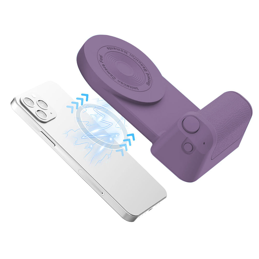 Magnetic Phone Selfie Holder Handheld Bluetooth Tabletop Charging Stand Phone Holder -Purple