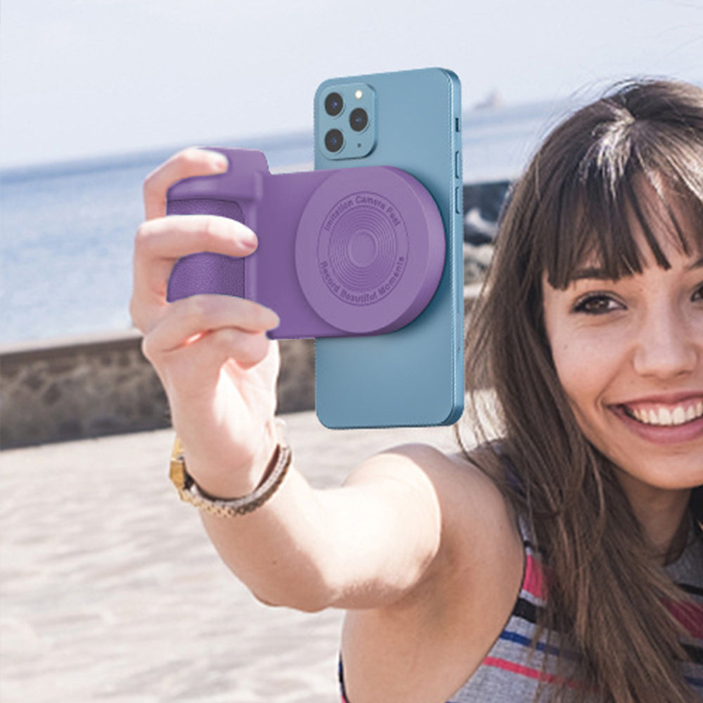 Magnetic Phone Selfie Holder Handheld Bluetooth Tabletop Charging Stand Phone Holder -Purple