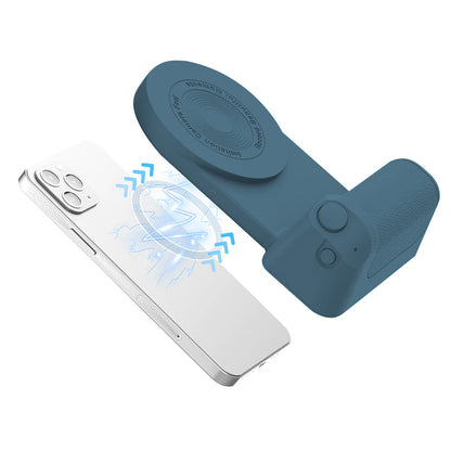 Magnetic Phone Selfie Holder Handheld Bluetooth Tabletop Charging Stand Phone Holder -Blue