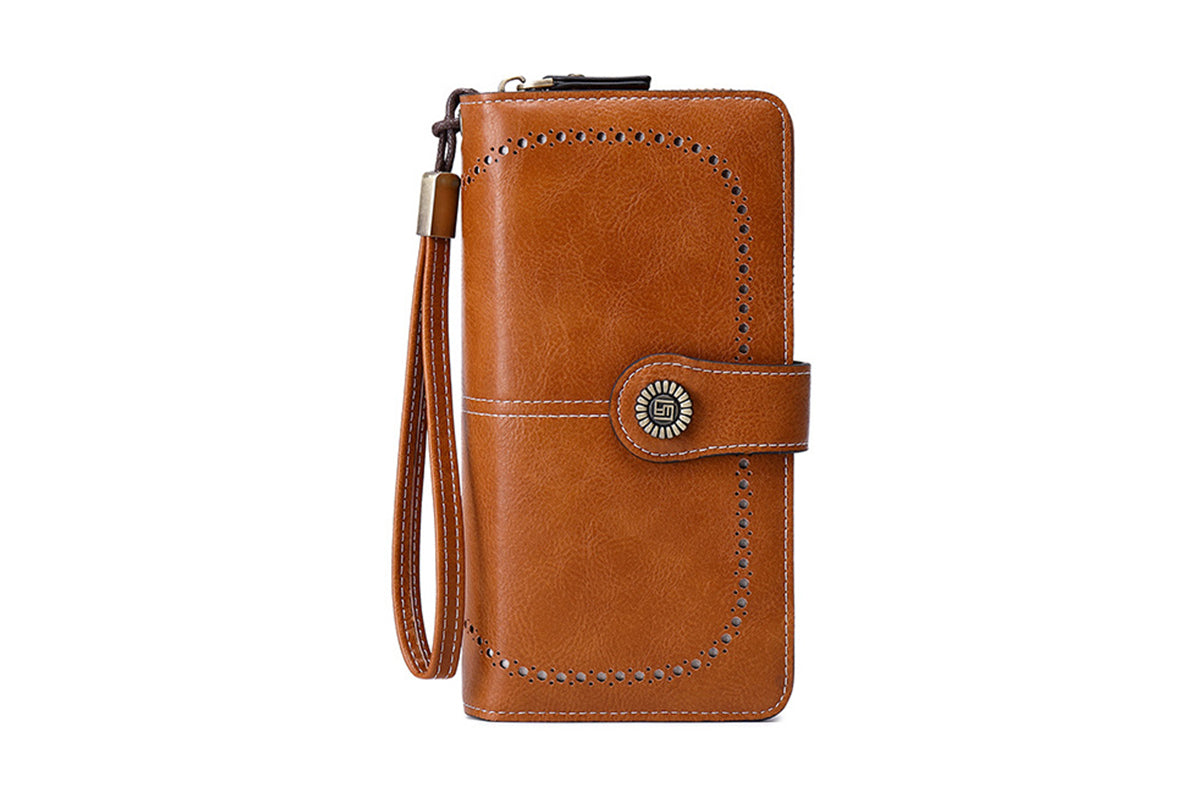 Wallet with Money Clip RFID Blocking Minimalist PU Leather for men women-Brown