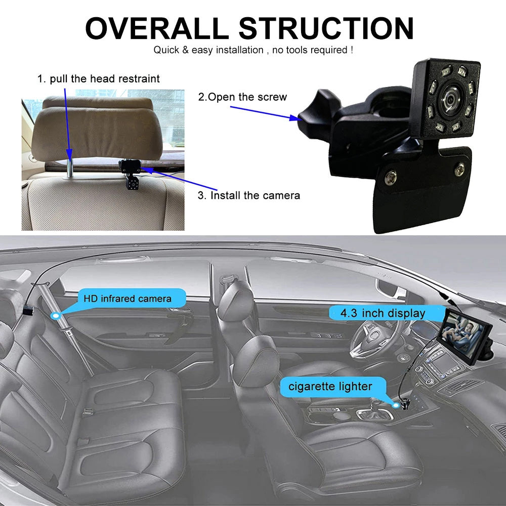 720P HD Car Seat Rear Mirror Camera Baby Monitor Child Safety Camera Monitoring Device with IR Night Visio