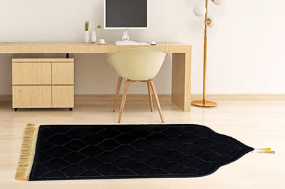 Thin Woven Cotton Praying Rug Ramadan Eid Gift-Black