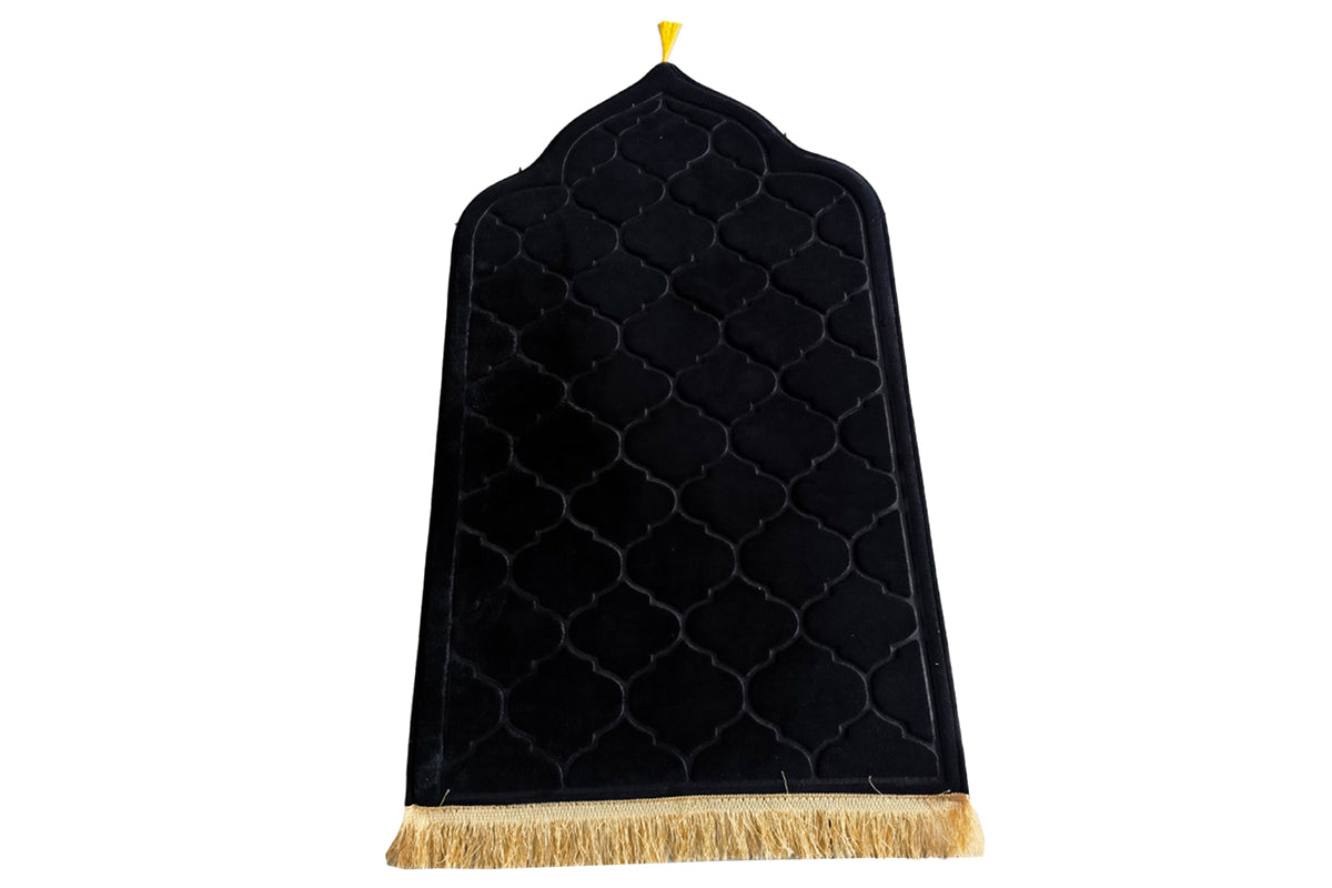 Thin Woven Cotton Praying Rug Ramadan Eid Gift-Black
