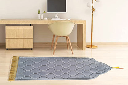 Thin Woven Cotton Praying Rug Ramadan Eid Gift-Light Gray