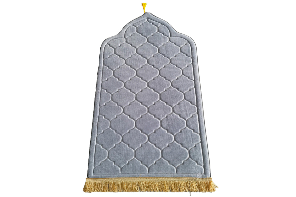 Thin Woven Cotton Praying Rug Ramadan Eid Gift-Light Gray