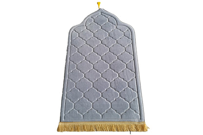 Thin Woven Cotton Praying Rug Ramadan Eid Gift-Light Gray