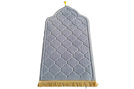 Thin Woven Cotton Praying Rug Ramadan Eid Gift-Light Gray
