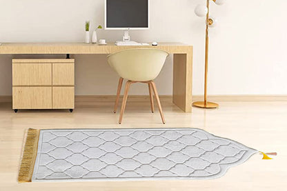 Thin Woven Cotton Praying Rug Ramadan Eid Gift-White