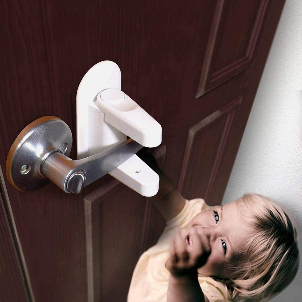 2pcs Door Lever Lock Safety Child Baby Proof Doors Adhesive Lever Handle Safety Lock