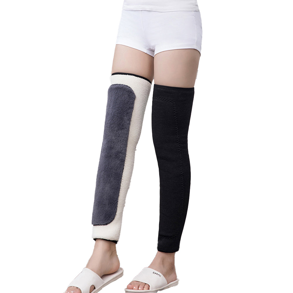 One Pair of Knee Brace Winter Warm Plush Leg Warmers Support Thermal Knee Sleeves