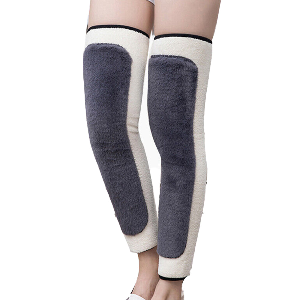 One Pair of Knee Brace Winter Warm Plush Leg Warmers Support Thermal Knee Sleeves