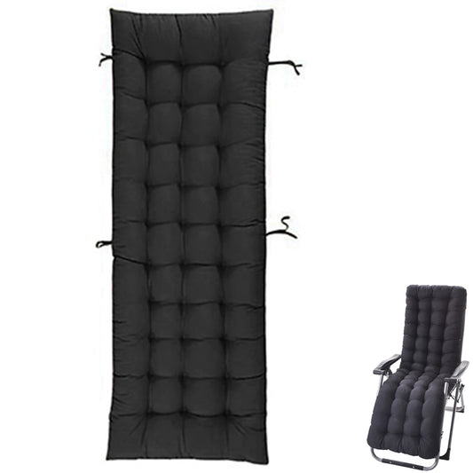 Sun Lounger Chair Cushions Chaise Seat Cushion Bench Mat Thick Padded Recliner Chair Seat Mat -Black