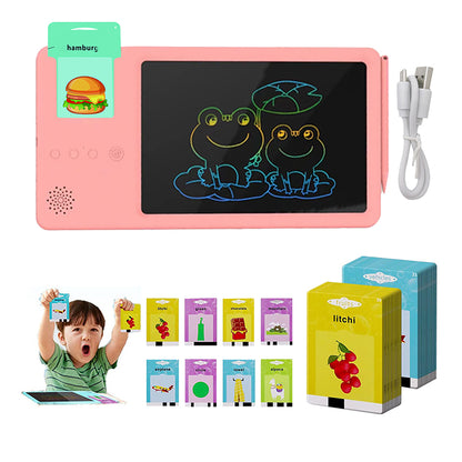 Toy Kids Talking Flash Cards LCD Writing Tablet Learning Toys 2-in-1 -Pink