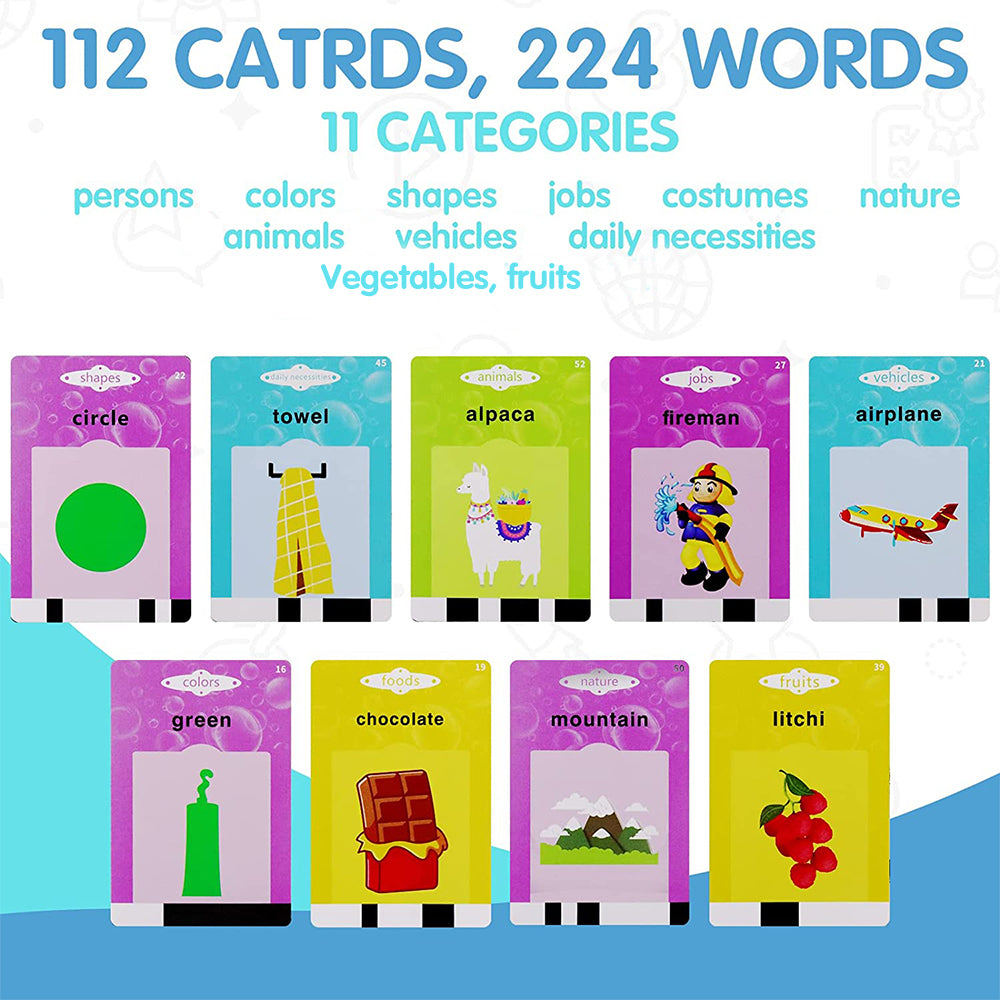 Toy Kids Talking Flash Cards LCD Writing Tablet Learning Toys 2-in-1 -Pink