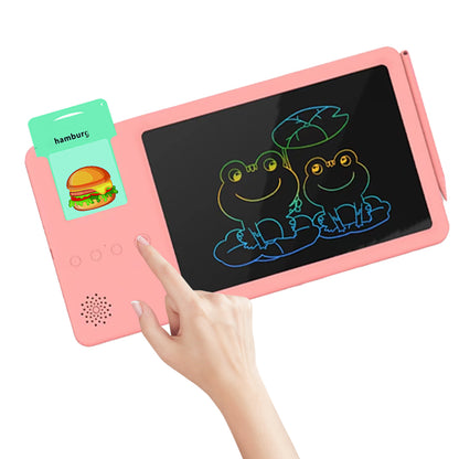 Toy Kids Talking Flash Cards LCD Writing Tablet Learning Toys 2-in-1 -Pink