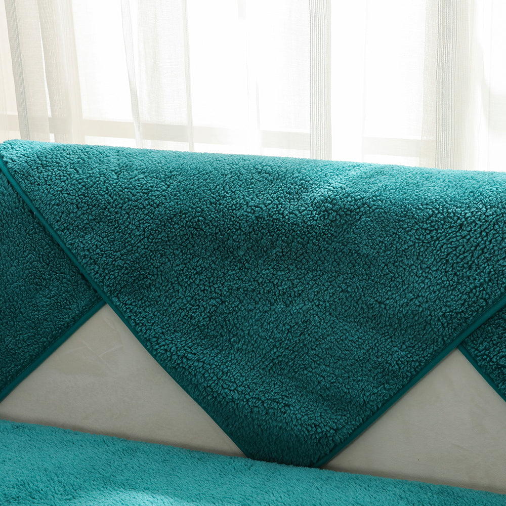 Sofa Cover Plush Sofa Cover Couch Cover Anti-slip Sofa Slipcover Furniture Protective Cover-Green