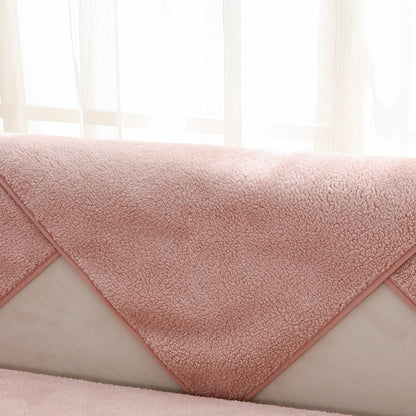 Sofa Cover Plush Sofa Cover Couch Cover Anti-slip Sofa Slipcover Furniture Protective Cover-Pink