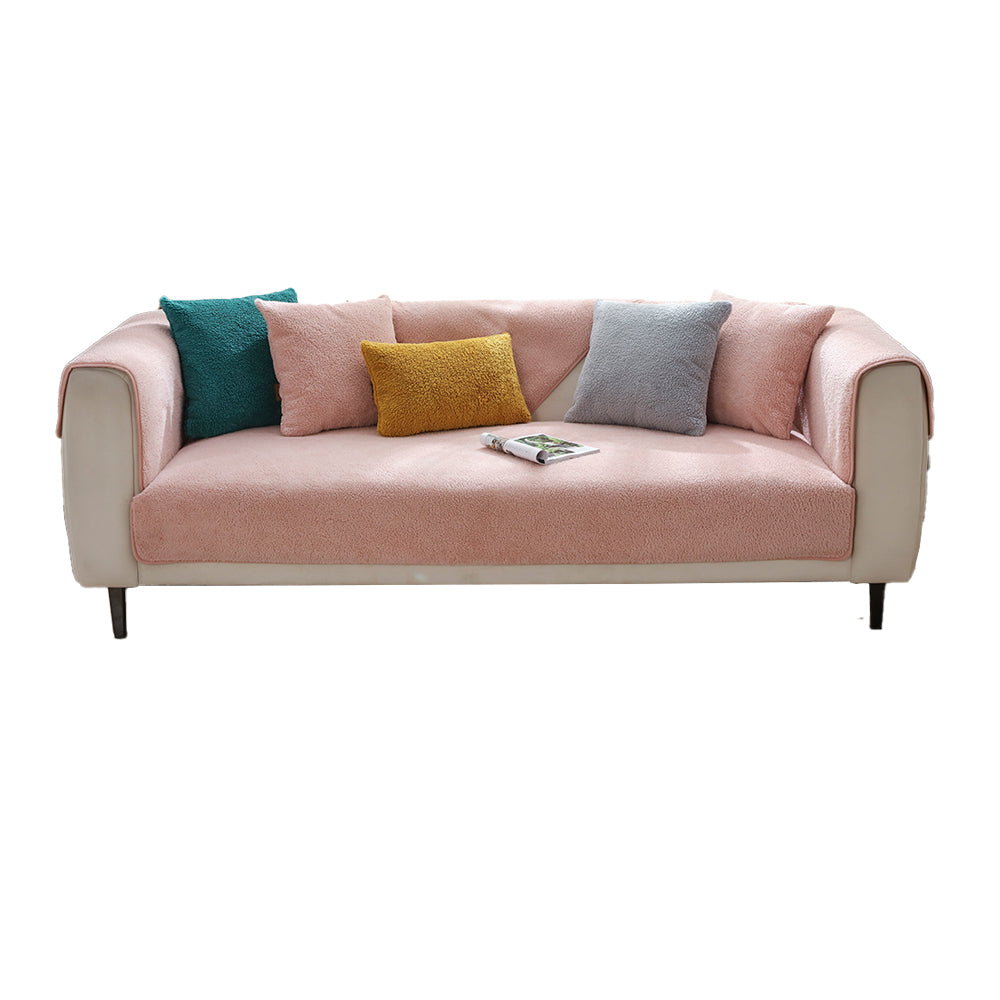Sofa Cover Plush Sofa Cover Couch Cover Anti-slip Sofa Slipcover Furniture Protective Cover-Pink