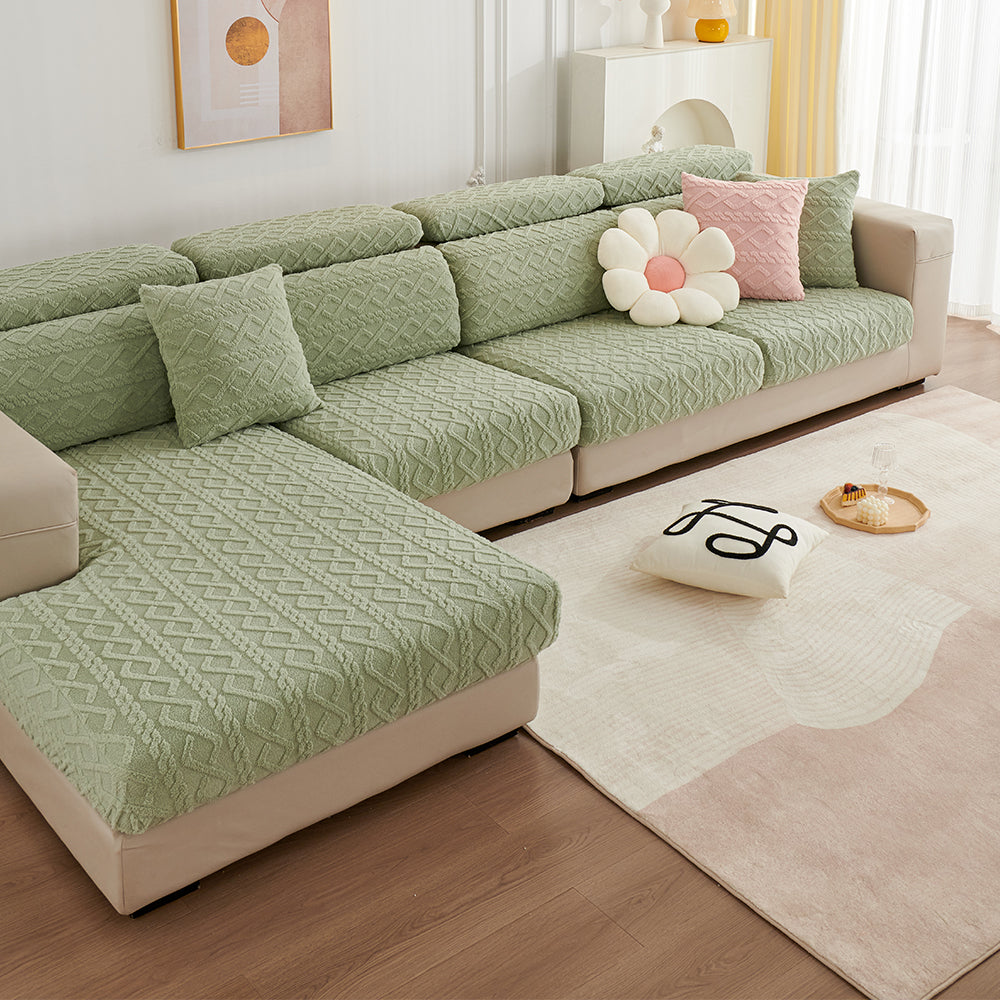 Couch Cushion Covers Stretch Sofa Seat Cover Furniture Protector Replacement Chair Cushion Slipcovers-Green