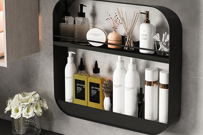 Household Essentials 2-Tier Metal Wall Mount Bathroom Storage Rack-Black