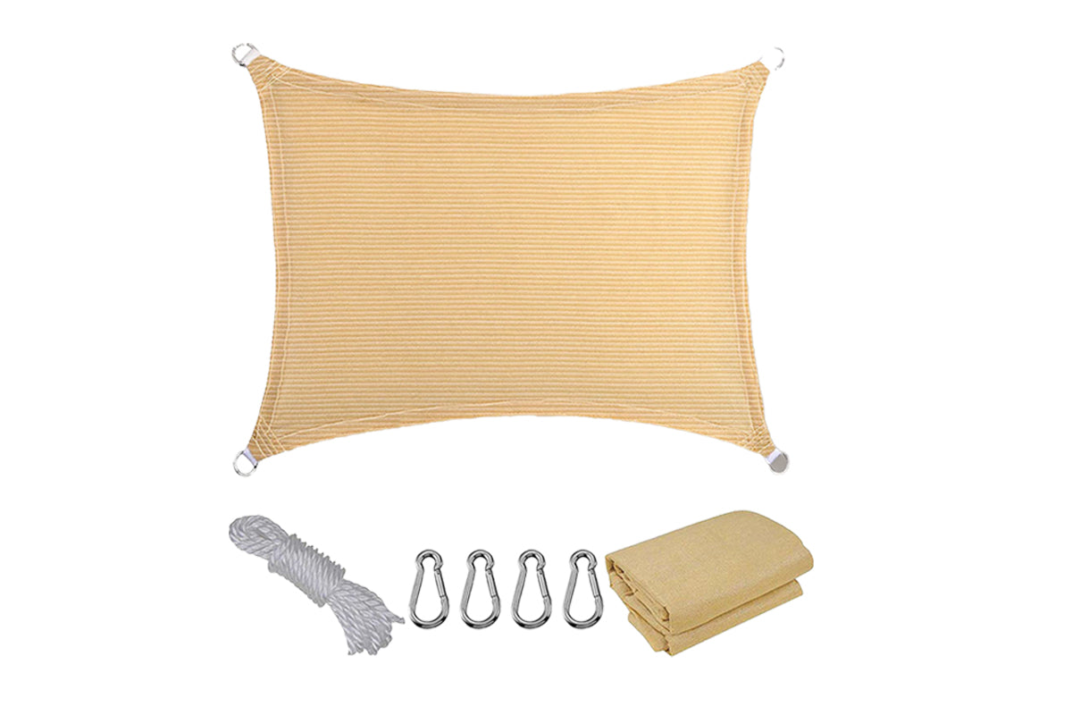 Sun Shade Sail Sand Rectangle UV Block Canopy Awning for Outdoor Patio Garden-Yellow