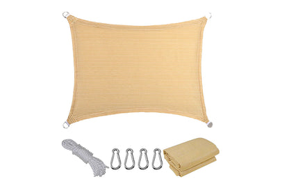 Sun Shade Sail Sand Rectangle UV Block Canopy Awning for Outdoor Patio Garden-Yellow