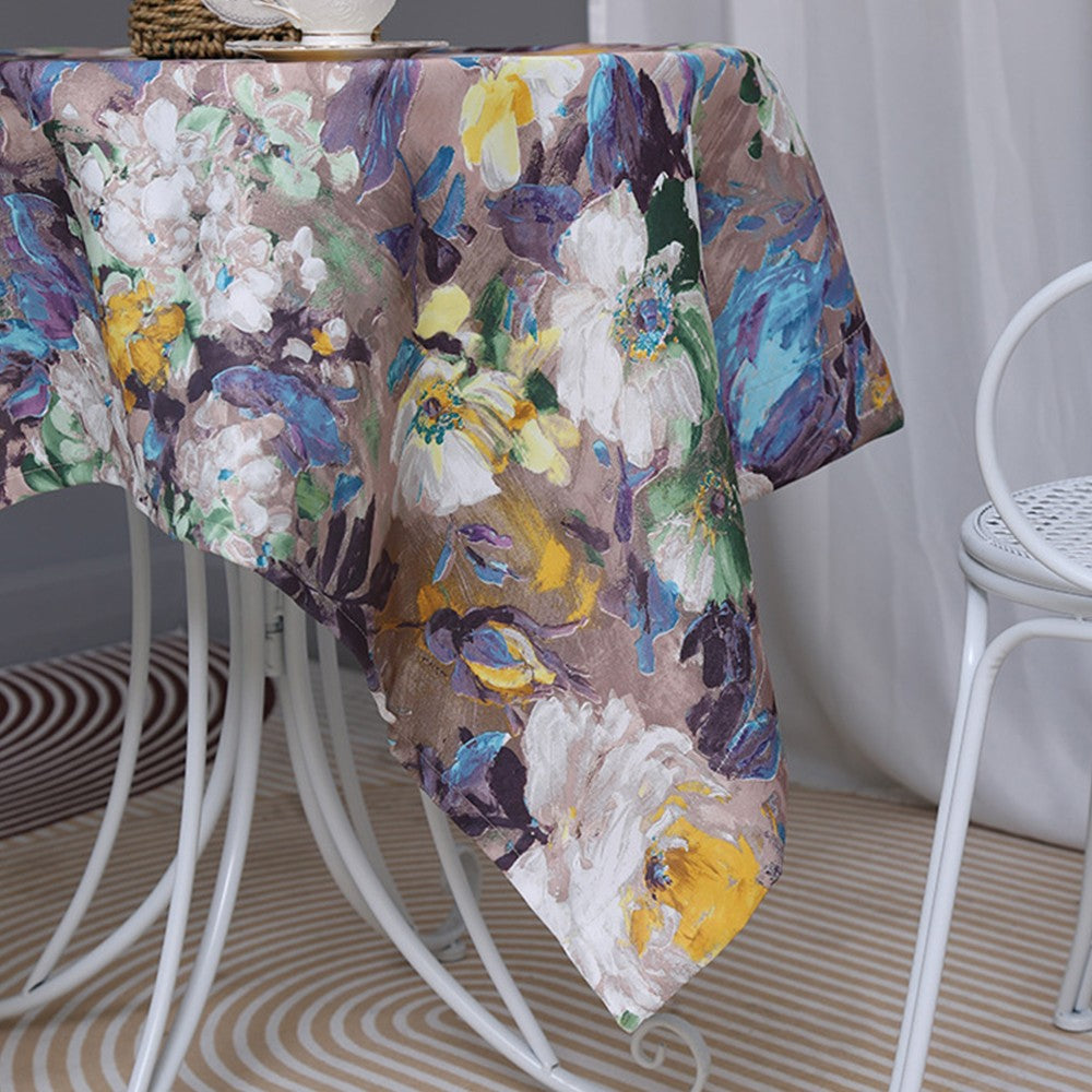 131 x 180cm Oil Painting Style Tablecloth Dining Table Cover Table Cloth Home Decor Purple