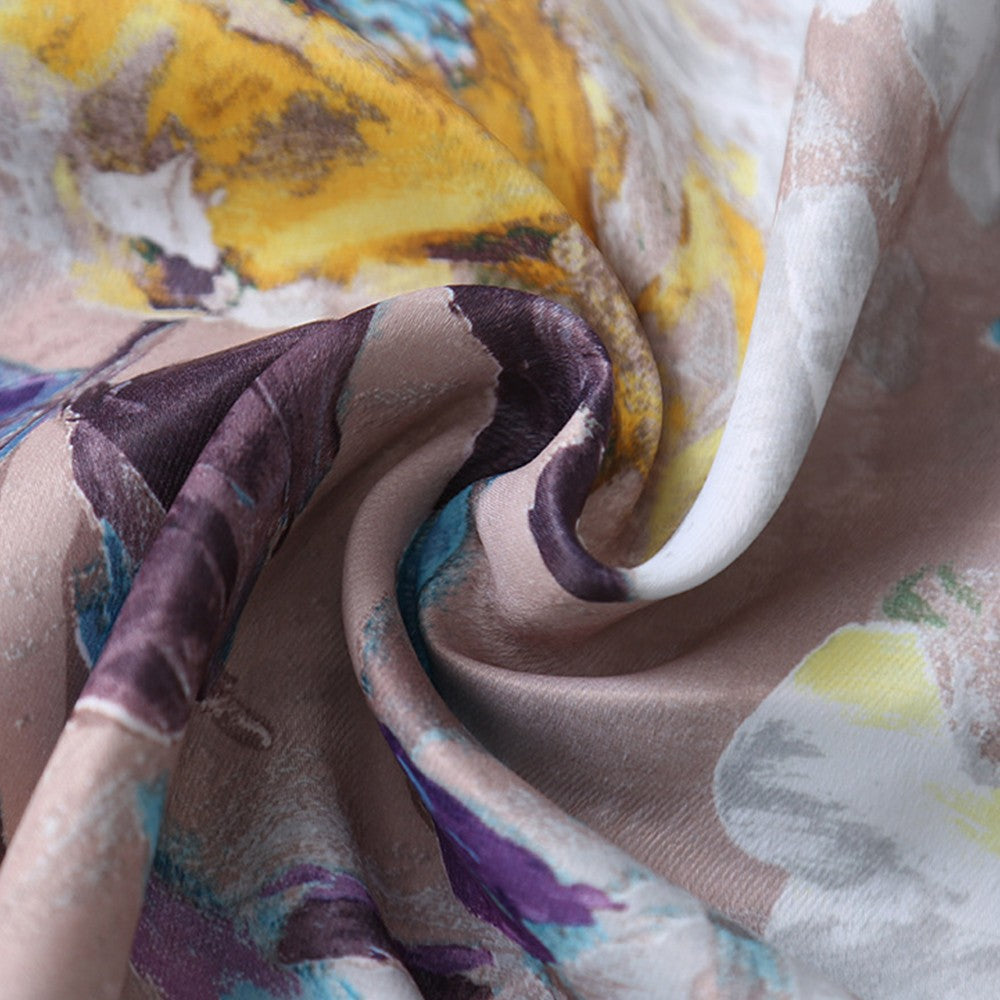 131 x 131cm Oil Painting Style Tablecloth Dining Table Cover Table Cloth Home Decor Purple