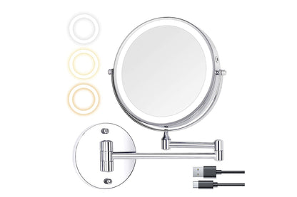 10X 8-inch Wall Mounted LED Magnifying Makeup Mirror