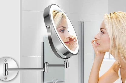 10X 8-inch Wall Mounted LED Magnifying Makeup Mirror