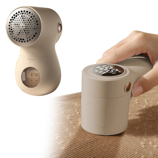 Portable Electric Lint Shaver for Clothes with Digital Display Beige