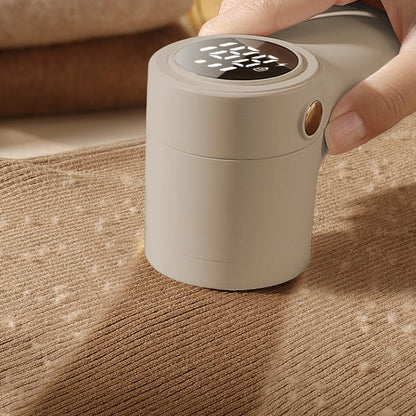 Portable Electric Lint Shaver for Clothes with Digital Display Beige
