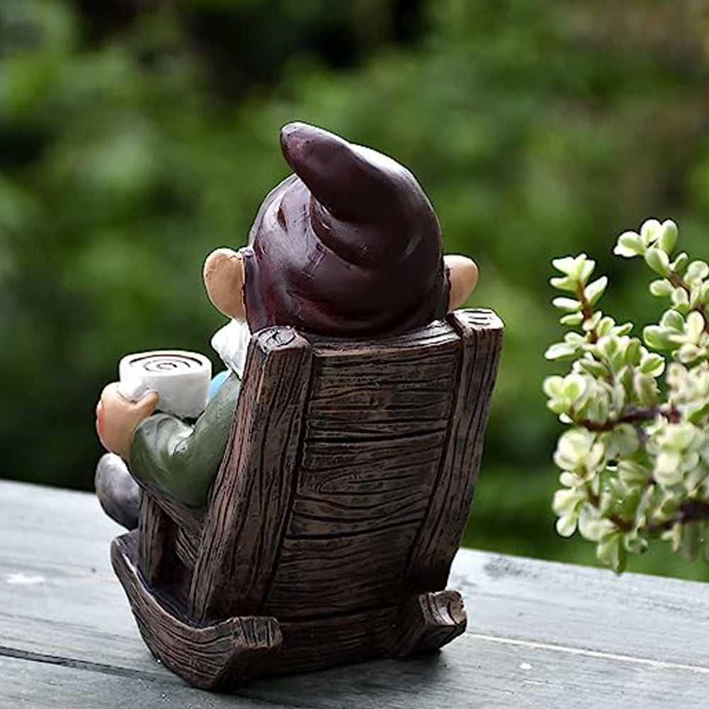 Drinking Coffee Garden Gnome Statue Decoration Figurine Ornament for Indoor Outdoor Decor